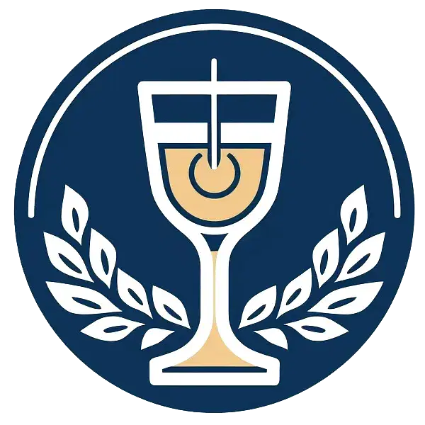 An online training course featuring a glass of wine adorned with a laurel wreath.